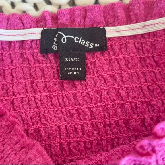 Art Class Pink Off-the-Shoulder Girl's Sundress Small (6-7) - Picture 2 of 3